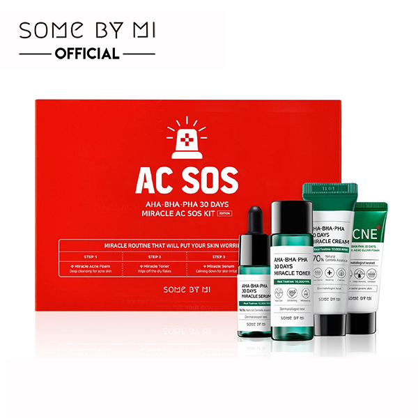 Bộ dưỡng Some By Mi AHA-BHA-PHA 30 Days Miracle AC SOS Kit - 4 items (đỏ)