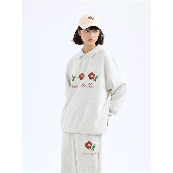 POLO TAY DÀI HOA XÁM