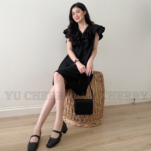RUFFLE NECK TANK DRESS