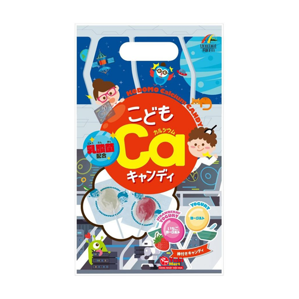 Kẹo Mút Kodomo Unimart Riken Bổ Sung Canxi, Lợi khuẩn DHA Cho Bé Vị sữa chua dâu tây